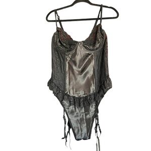 Vintage 90s Intimate Attitudes NWT Lace Satin Teddy Garter Corset Bodysuit 2X